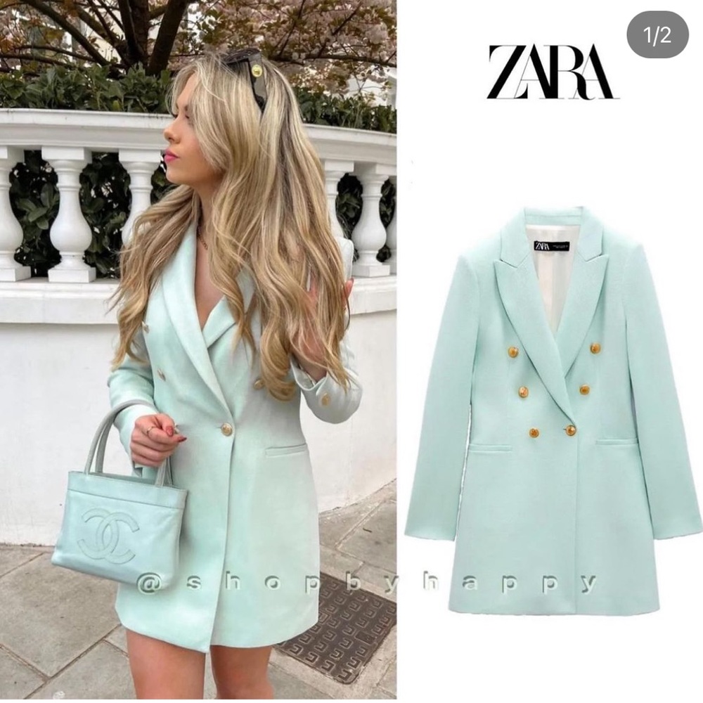 ZARA Longline Double Breasted Blazer